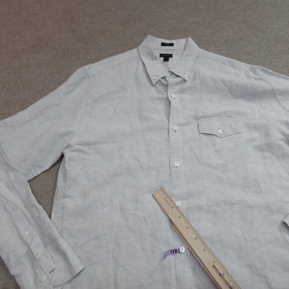 J.Crew Shirt Large Gray Slim Solid Linen Blend Baird McNutt - Picture 6 of 10